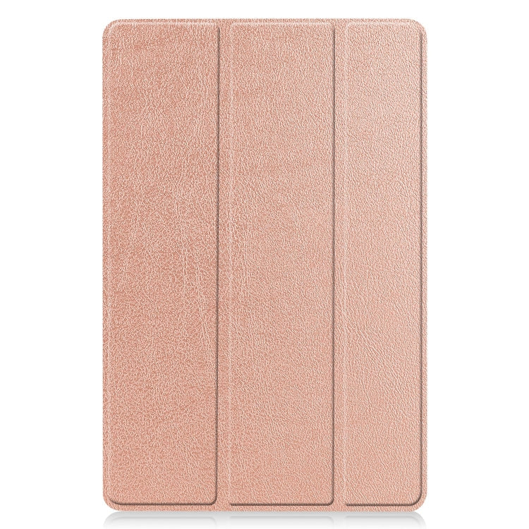 For Samsung Galaxy Tab S9 FE / S10 FE Custer Pure Color 3-Fold Holder Smart Leather Tablet Case(Rose Gold) by bashfashion