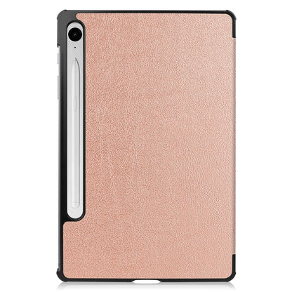 For Samsung Galaxy Tab S9 FE / S10 FE Custer Pure Color 3-Fold Holder Smart Leather Tablet Case(Rose Gold) by bashfashion