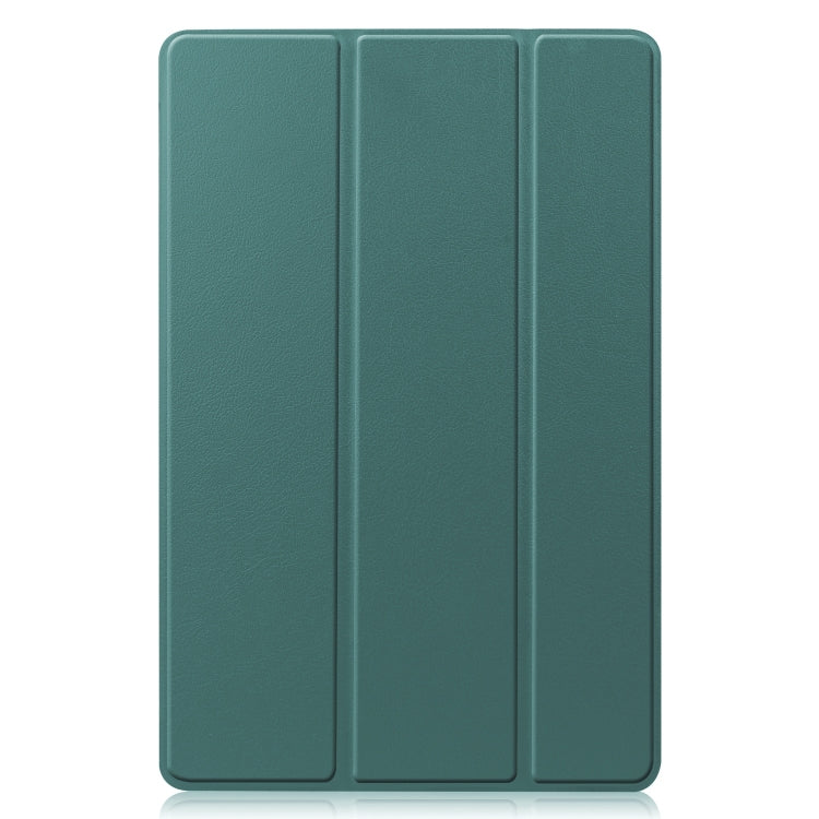 For Samsung Galaxy Tab S9 FE / S10 FE Custer Pure Color 3-Fold Holder Smart Leather Tablet Case(Dark Green) by bashfashion
