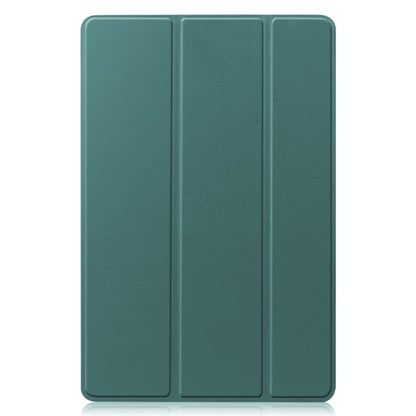 For Samsung Galaxy Tab S9 FE / S10 FE Custer Pure Color 3-Fold Holder Smart Leather Tablet Case(Dark Green) by bashfashion