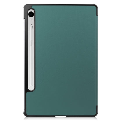 For Samsung Galaxy Tab S9 FE / S10 FE Custer Pure Color 3-Fold Holder Smart Leather Tablet Case(Dark Green) by bashfashion