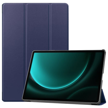 For Samsung Galaxy Tab S9 FE+ / S10+ Custer Pure Color 3-Fold Holder Smart Leather Tablet Case(Dark Blue) by bashfashion