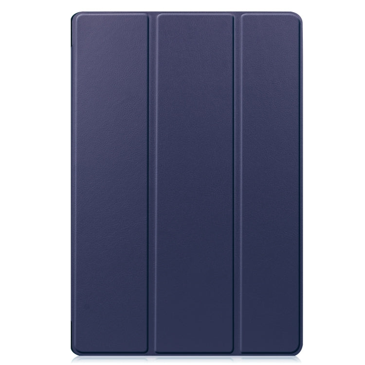 For Samsung Galaxy Tab S9 FE+ / S10+ Custer Pure Color 3-Fold Holder Smart Leather Tablet Case(Dark Blue) by bashfashion