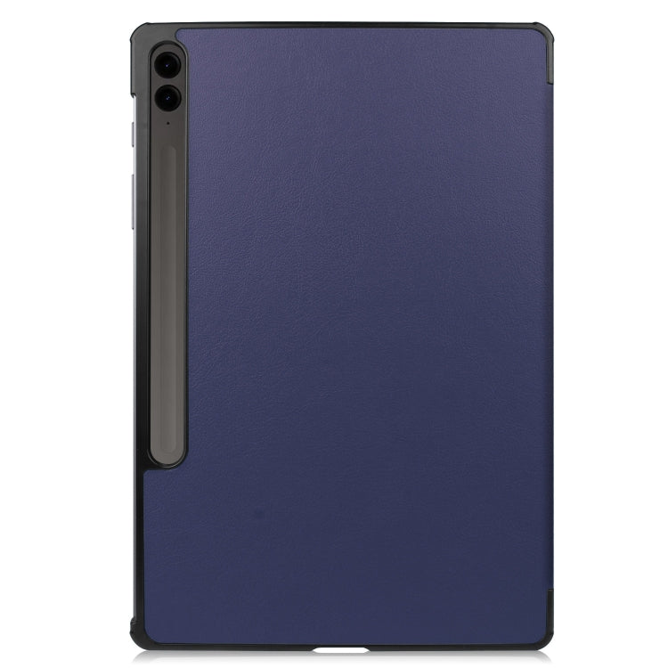 For Samsung Galaxy Tab S9 FE+ / S10+ Custer Pure Color 3-Fold Holder Smart Leather Tablet Case(Dark Blue) by bashfashion