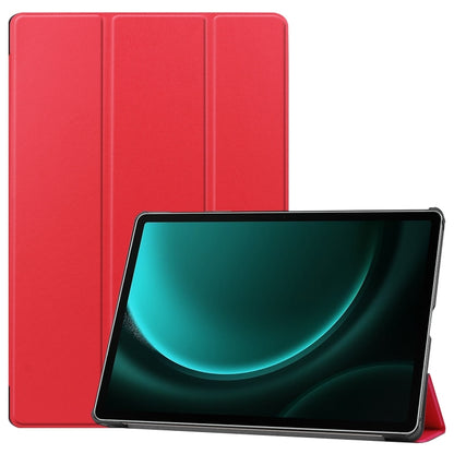 For Samsung Galaxy Tab S9 FE+ / S10+ Custer Pure Color 3-Fold Holder Smart Leather Tablet Case(Red) by bashfashion