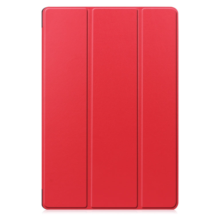 For Samsung Galaxy Tab S9 FE+ / S10+ Custer Pure Color 3-Fold Holder Smart Leather Tablet Case(Red) by bashfashion