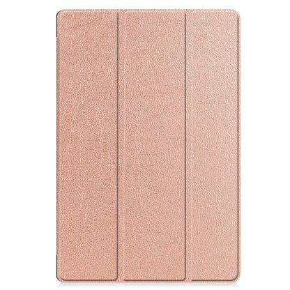 For Samsung Galaxy Tab S9 FE+ / S10+ Custer Pure Color 3-Fold Holder Smart Leather Tablet Case(Rose Gold) by bashfashion