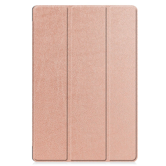 For Samsung Galaxy Tab S9 FE+ / S10+ Custer Pure Color 3-Fold Holder Smart Leather Tablet Case(Rose Gold) by bashfashion