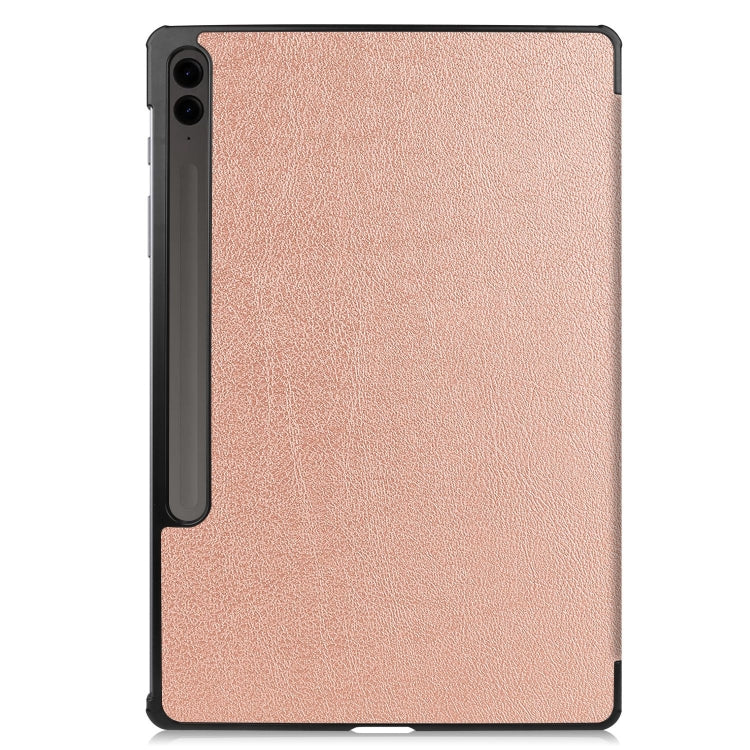 For Samsung Galaxy Tab S9 FE+ / S10+ Custer Pure Color 3-Fold Holder Smart Leather Tablet Case(Rose Gold) by bashfashion