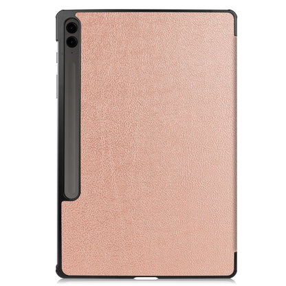 For Samsung Galaxy Tab S9 FE+ / S10+ Custer Pure Color 3-Fold Holder Smart Leather Tablet Case(Rose Gold) by bashfashion