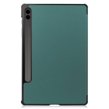 For Samsung Galaxy Tab S9 FE+ / S10+ Custer Pure Color 3-Fold Holder Smart Leather Tablet Case(Dark Green) by bashfashion