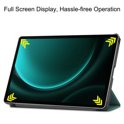 For Samsung Galaxy Tab S9 FE+ / S10+ Custer Pure Color 3-Fold Holder Smart Leather Tablet Case(Dark Green) by bashfashion