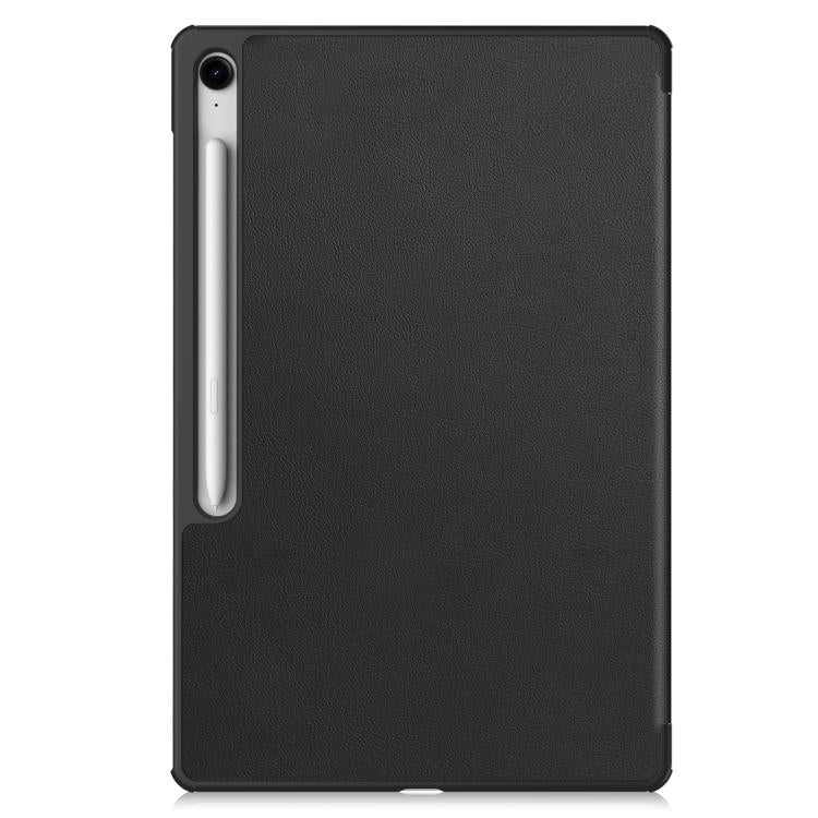 For Samsung Galaxy Tab S10 FE+ Custer Pure Color 3-Fold Holder Smart Leather Tablet Case(Black) by bashfashion