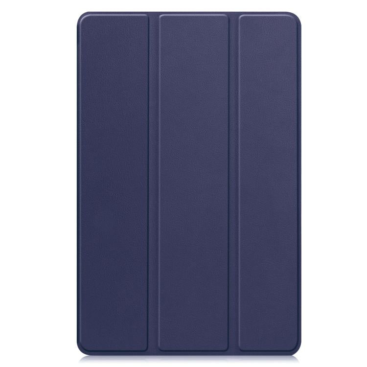For Samsung Galaxy Tab S10 FE+ Custer Pure Color 3-Fold Holder Smart Leather Tablet Case(Dark Blue) by bashfashion