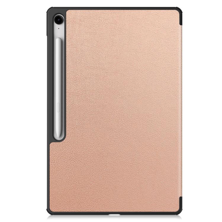 For Samsung Galaxy Tab S10 FE+ Custer Pure Color 3-Fold Holder Smart Leather Tablet Case(Rose Gold) by bashfashion