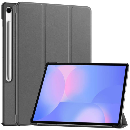 For Samsung Galaxy Tab S10 FE+ Custer Pure Color 3-Fold Holder Smart Leather Tablet Case(Grey) by bashfashion