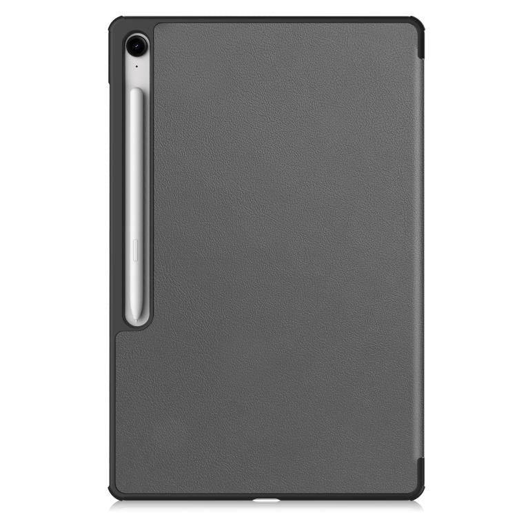 For Samsung Galaxy Tab S10 FE+ Custer Pure Color 3-Fold Holder Smart Leather Tablet Case(Grey) by bashfashion