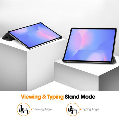 For Samsung Galaxy Tab S10 FE+ Custer Pure Color 3-Fold Holder Smart Leather Tablet Case(Grey) by bashfashion