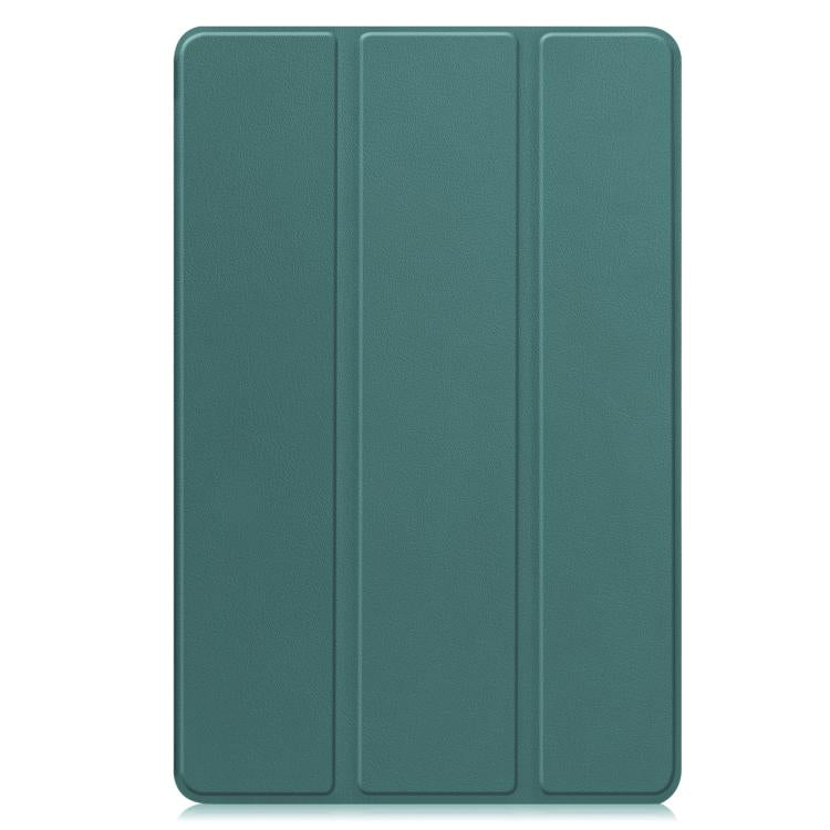 For Samsung Galaxy Tab S10 FE+ Custer Pure Color 3-Fold Holder Smart Leather Tablet Case(Dark Green) by bashfashion