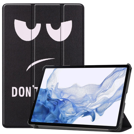 For Samsung Galaxy Tab S9 Custer Painted 3-Fold Holder Smart Leather Tablet Case(Big Eye Me) by bashfashion