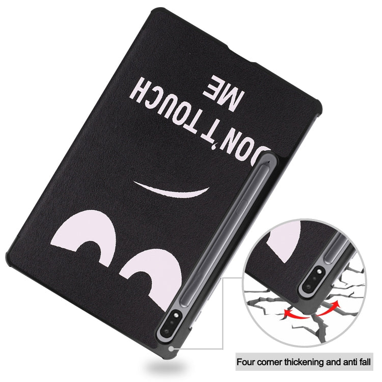 For Samsung Galaxy Tab S9 Custer Painted 3-Fold Holder Smart Leather Tablet Case(Big Eye Me) by bashfashion