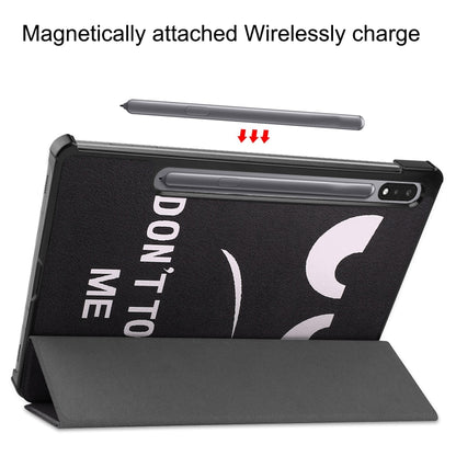 For Samsung Galaxy Tab S9 Custer Painted 3-Fold Holder Smart Leather Tablet Case(Big Eye Me) by bashfashion