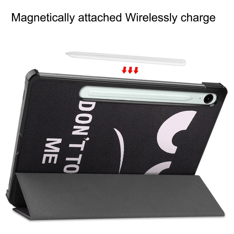 For Samsung Galaxy Tab S9 FE / S10 FE Custer Painted 3-Fold Holder Smart Leather Tablet Case(Big Eye Me) by bashfashion