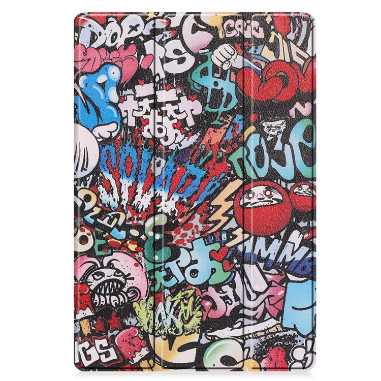 For Samsung Galaxy Tab S9 FE+ / S10+ Custer Painted 3-Fold Holder Smart Leather Tablet Case(Graffiti) by bashfashion