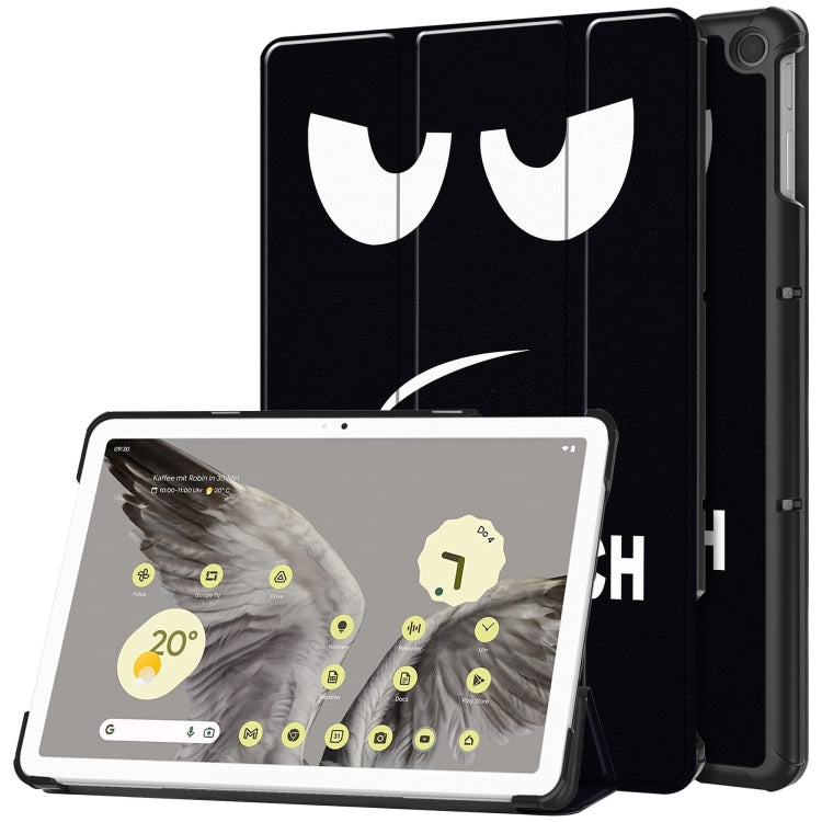 For Google Pixel Tablet Custer Painted 3-Fold Holder Smart Leather Tablet Case(Big Eye Me) by bashfashion