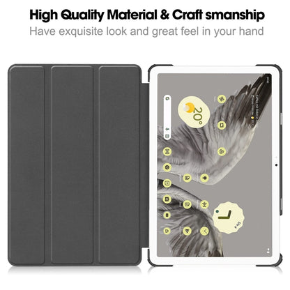 For Google Pixel Tablet Custer Painted 3-Fold Holder Smart Leather Tablet Case(Big Eye Me) by bashfashion