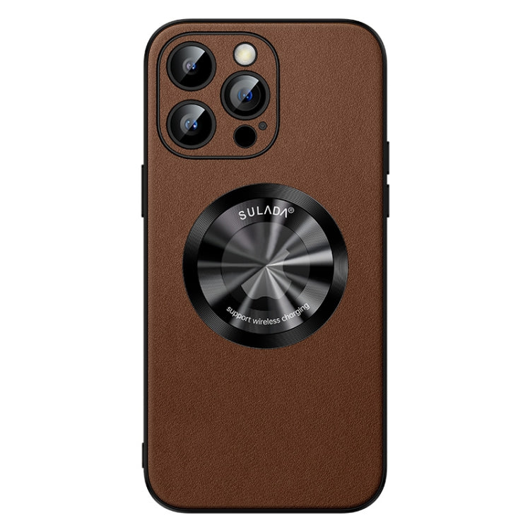 For iPhone 15 Pro SULADA Microfiber Leather MagSafe Magnetic Phone Case(Brown) by SULADA