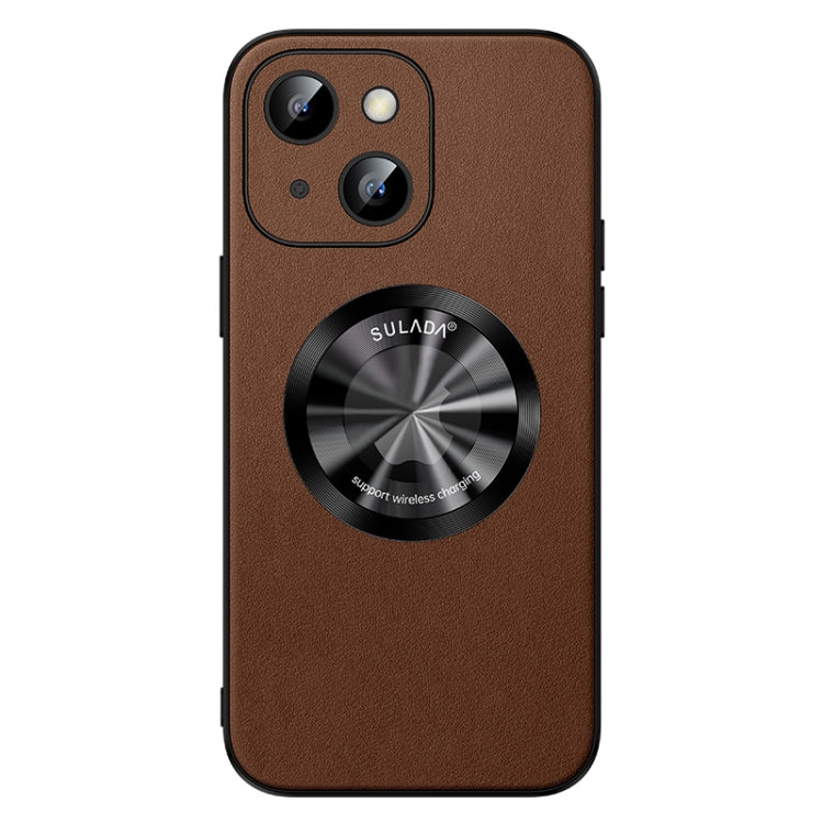 For iPhone 15 Plus SULADA Microfiber Leather MagSafe Magnetic Phone Case(Brown) by SULADA