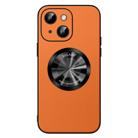 For iPhone 15 SULADA Microfiber Leather MagSafe Magnetic Phone Case(Orange) by SULADA