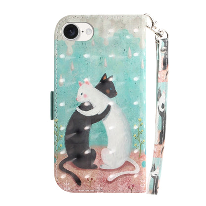 For iPhone 16e 3D Colored Horizontal Flip Leather Phone Case(Black White Cat) by bashfashion