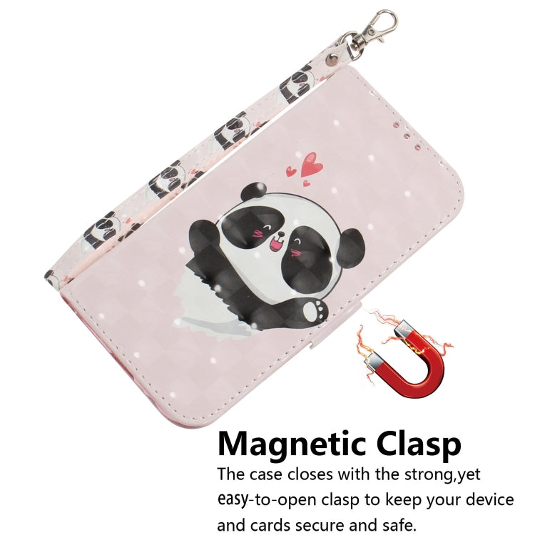 For iPhone 16e 3D Colored Horizontal Flip Leather Phone Case(Heart Panda) by bashfashion