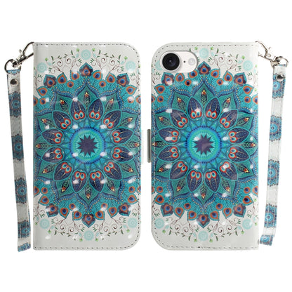 For iPhone 16e 3D Colored Horizontal Flip Leather Phone Case(Peacock Wreath) by bashfashion