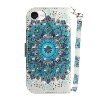For iPhone 16e 3D Colored Horizontal Flip Leather Phone Case(Peacock Wreath) by bashfashion