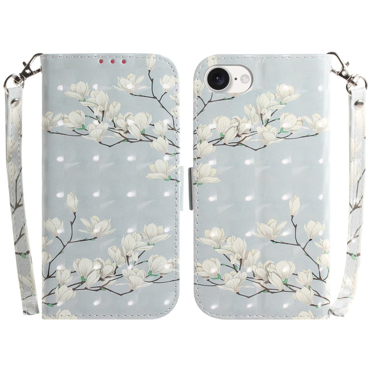 For iPhone 16e 3D Colored Horizontal Flip Leather Phone Case(Magnolia) by bashfashion