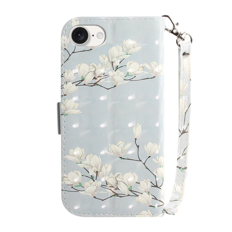 For iPhone 16e 3D Colored Horizontal Flip Leather Phone Case(Magnolia) by bashfashion