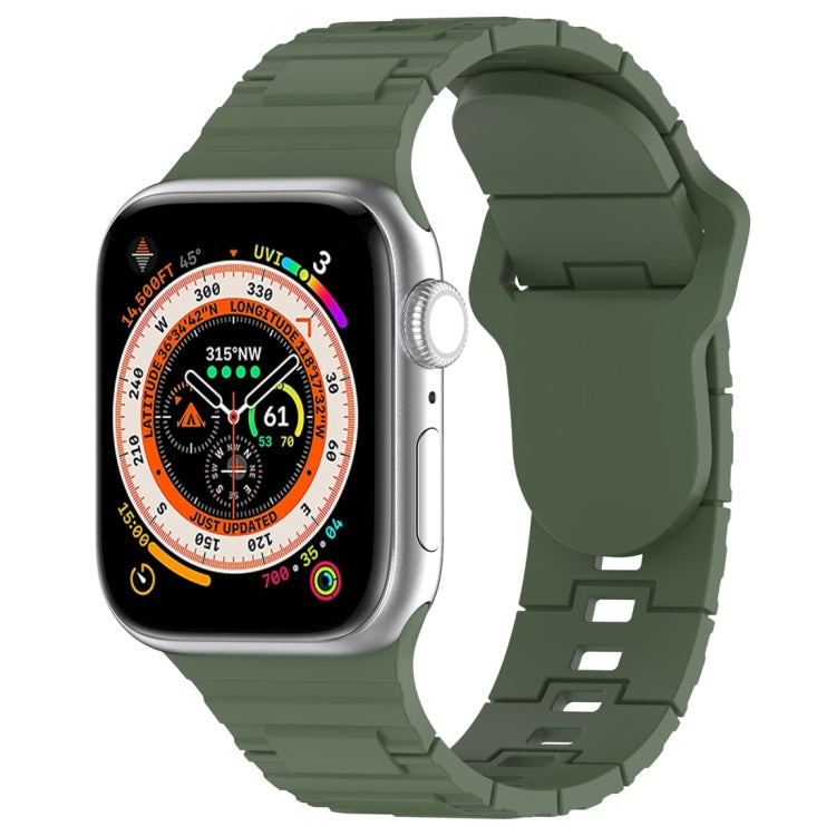 For Apple Watch Ultra 49mm Square Buckle Armor Style Silicone Watch Band(Dark Green) by bashfashion