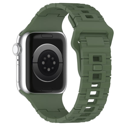 For Apple Watch Ultra 49mm Square Buckle Armor Style Silicone Watch Band(Dark Green) by bashfashion