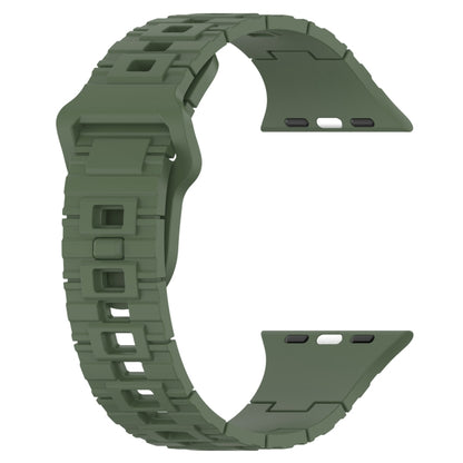 For Apple Watch Ultra 49mm Square Buckle Armor Style Silicone Watch Band(Dark Green) by bashfashion