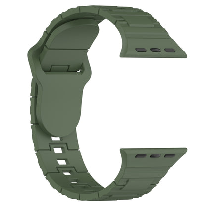 For Apple Watch Ultra 49mm Square Buckle Armor Style Silicone Watch Band(Dark Green) by bashfashion