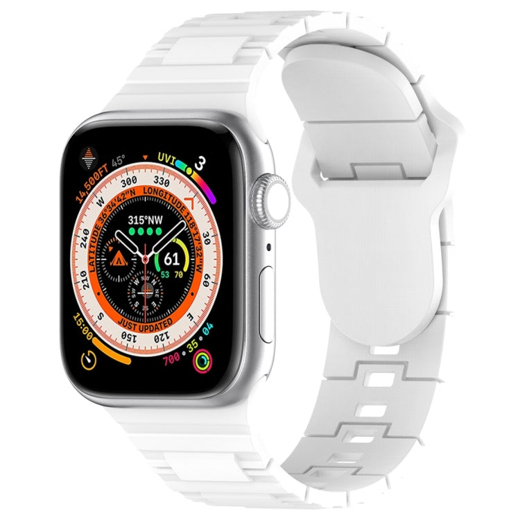 For Apple Watch Ultra 49mm Square Buckle Armor Style Silicone Watch Band(White) by bashfashion
