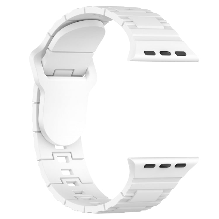 For Apple Watch Ultra 49mm Square Buckle Armor Style Silicone Watch Band(White) by bashfashion
