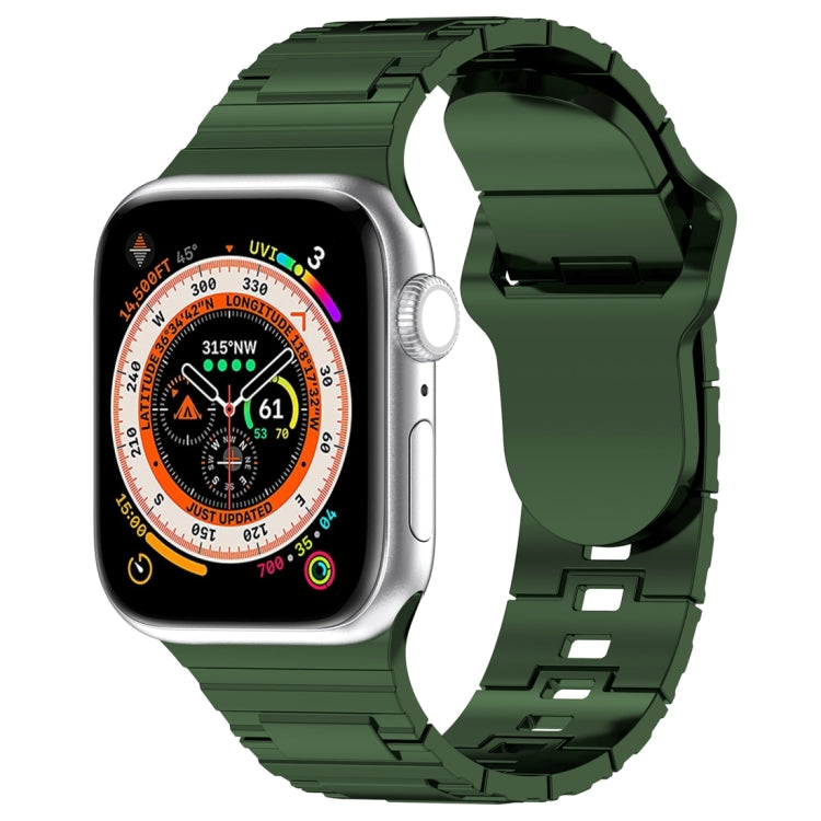 For Apple Watch Ultra 49mm Square Buckle Armor Style Silicone Watch Band(Plating Green) by bashfashion