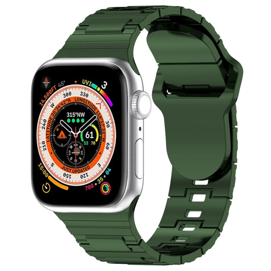 For Apple Watch Ultra 49mm Square Buckle Armor Style Silicone Watch Band(Plating Green) by bashfashion