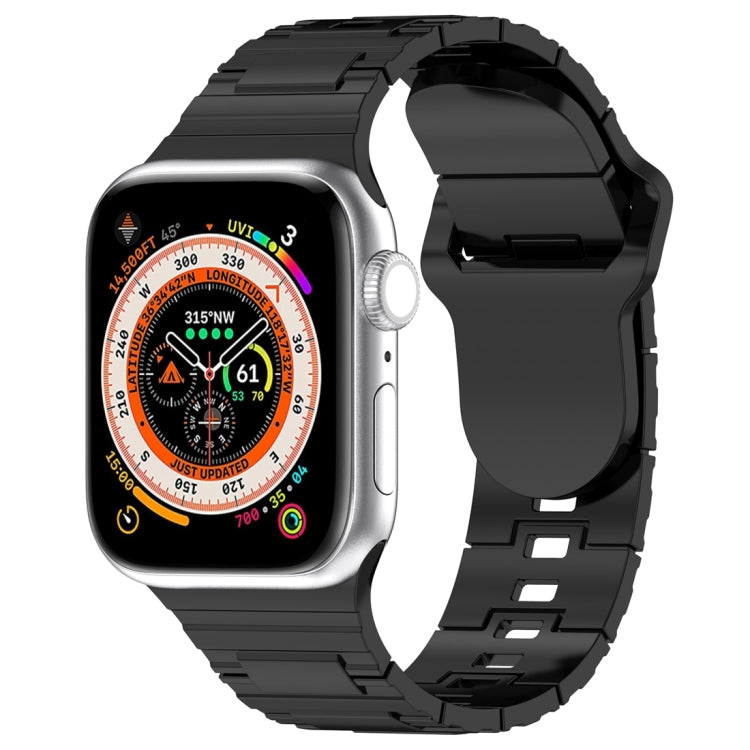 For Apple Watch Ultra 49mm Square Buckle Armor Style Silicone Watch Band(Plating Titanium Black) by bashfashion