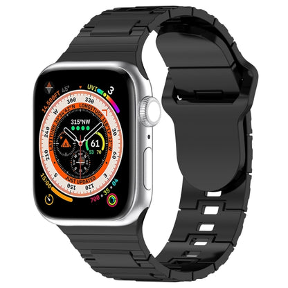 For Apple Watch Ultra 49mm Square Buckle Armor Style Silicone Watch Band(Plating Titanium Black) by bashfashion