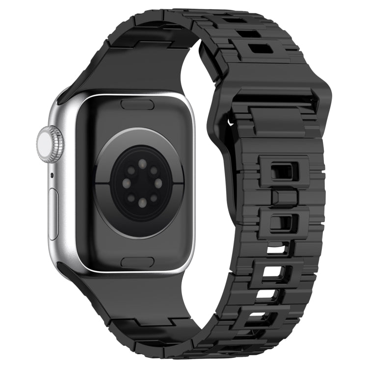 For Apple Watch Ultra 49mm Square Buckle Armor Style Silicone Watch Band(Plating Titanium Black) by bashfashion